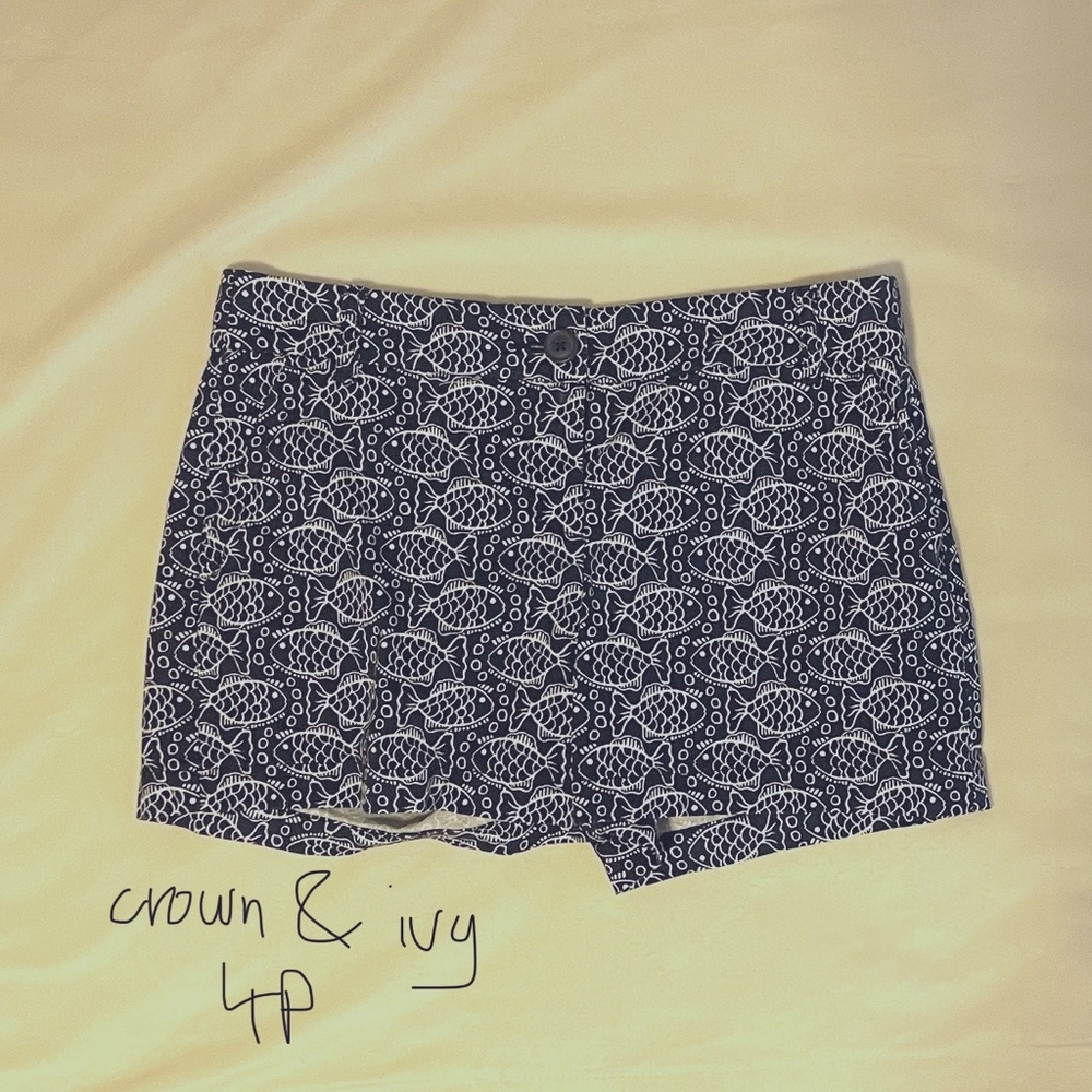 Crown & Ivy Blue Fish Pattern Shorts 4P